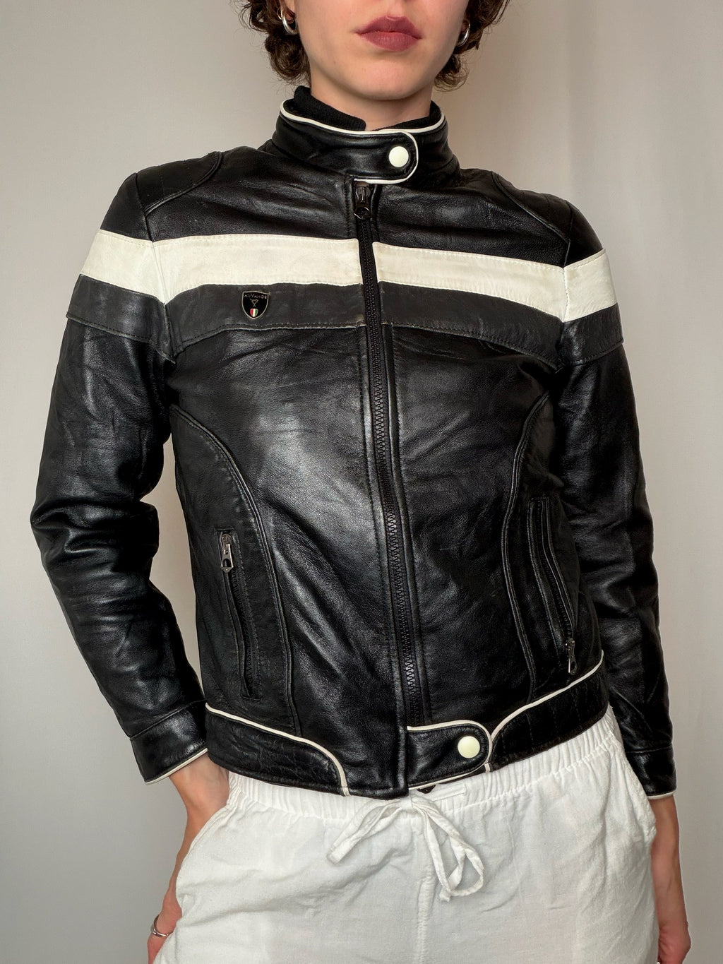 Veste en cuir cintrée S vintage