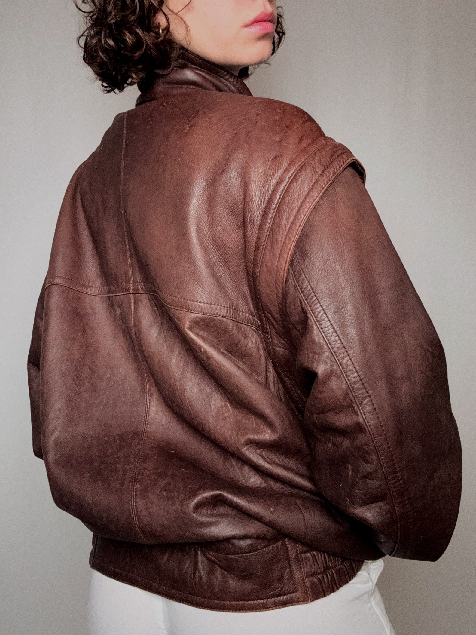 Bomber brun avec détails noir XL vintage