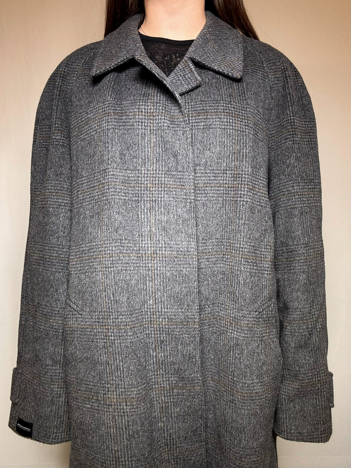 Manteau gris à carreaux L/XL vintage