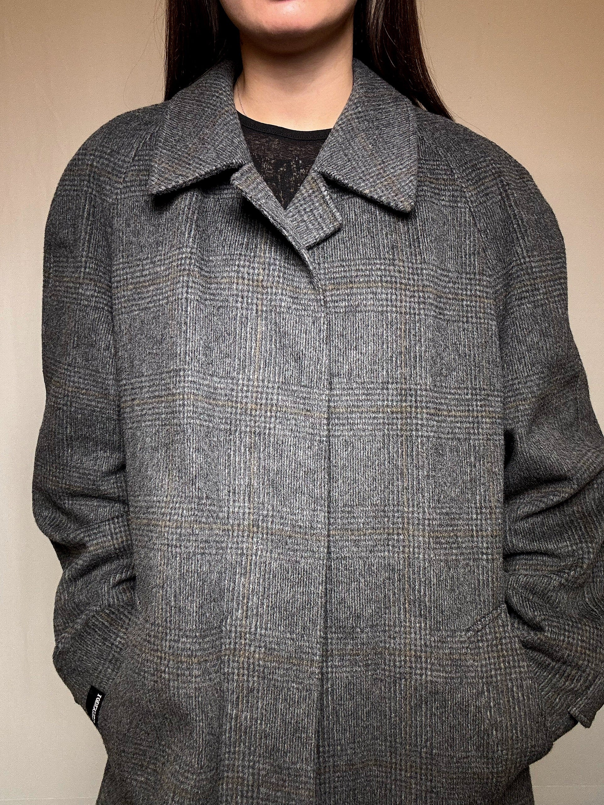 Manteau gris à carreaux L/XL vintage