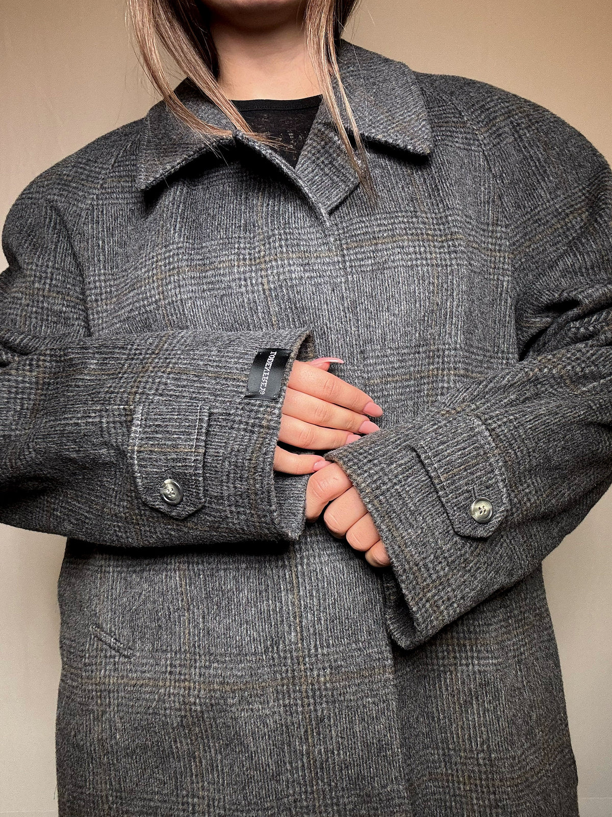 Manteau gris à carreaux L/XL vintage