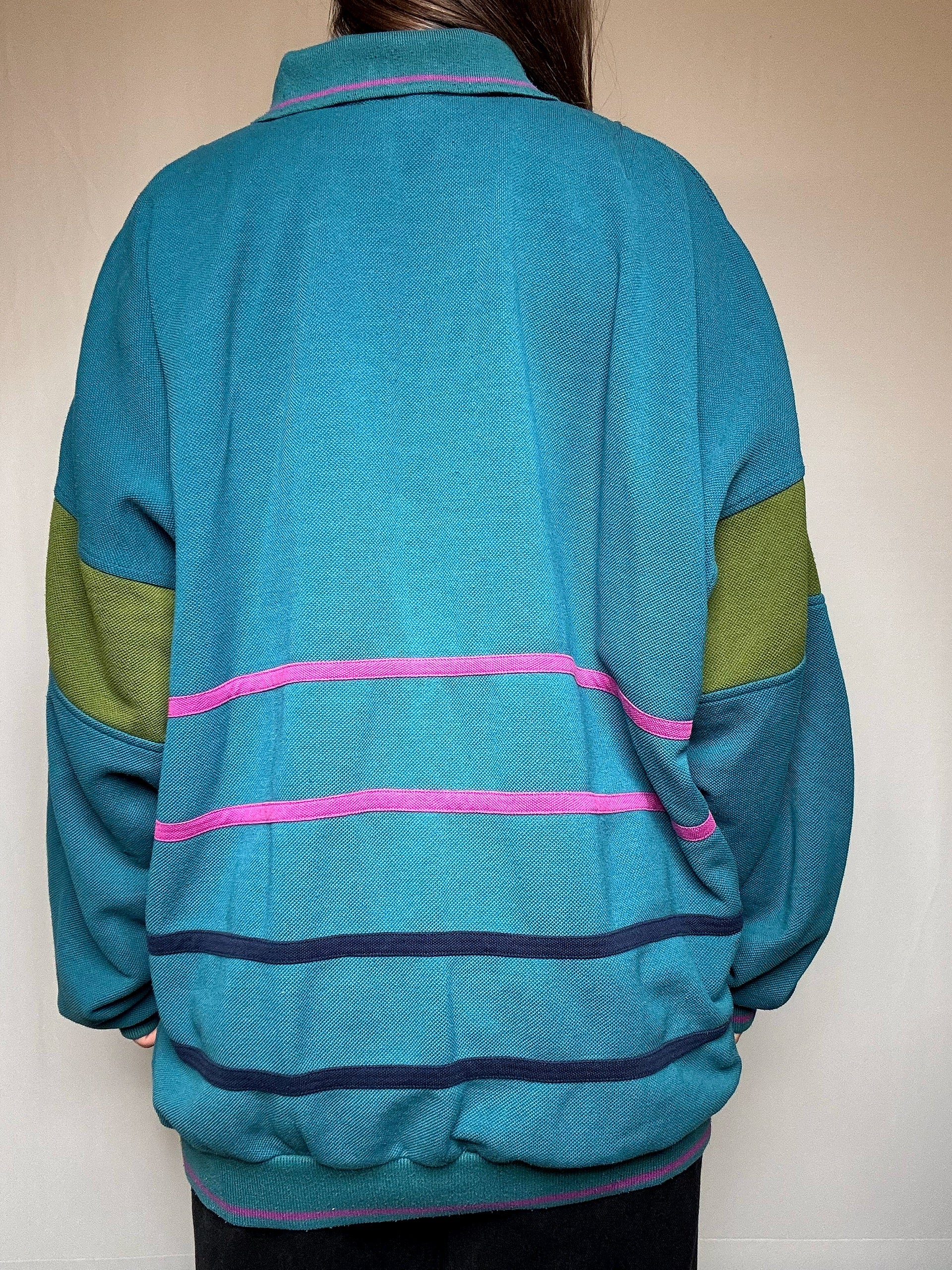 Sweat bleu vert Adidas 2XL vintage