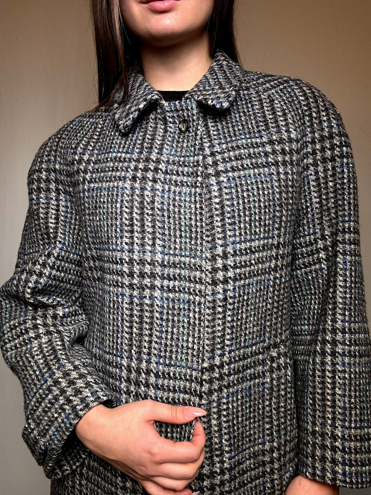 Manteau gris à carreaux M vintage