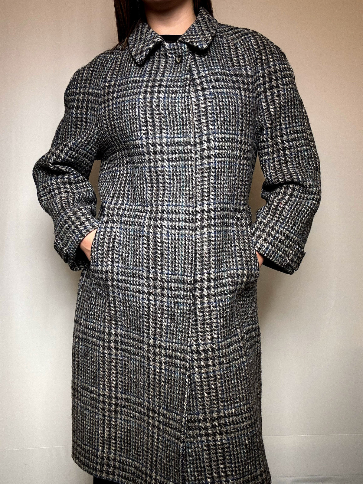 Manteau gris à carreaux M vintage