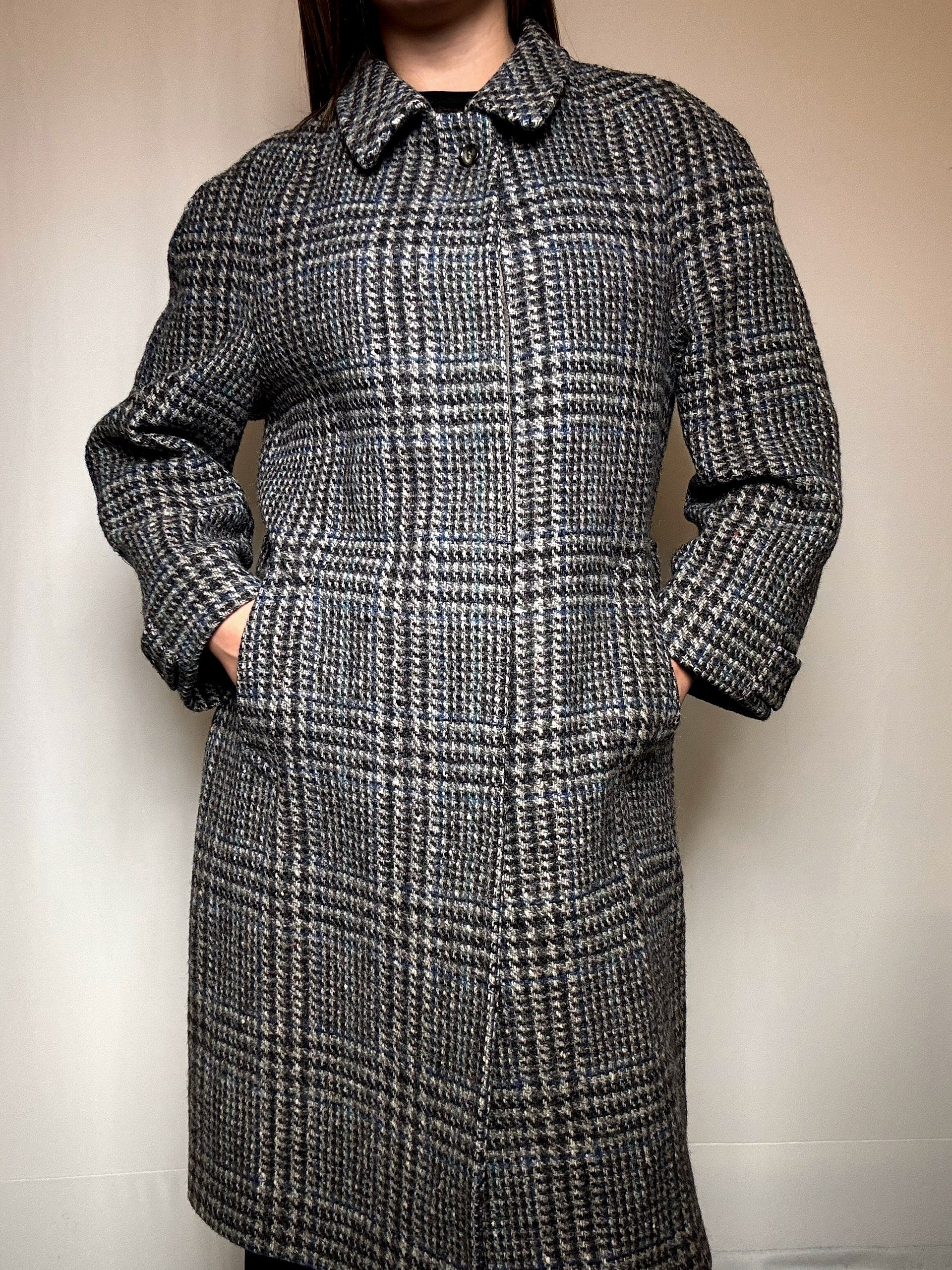Manteau gris à carreaux M vintage