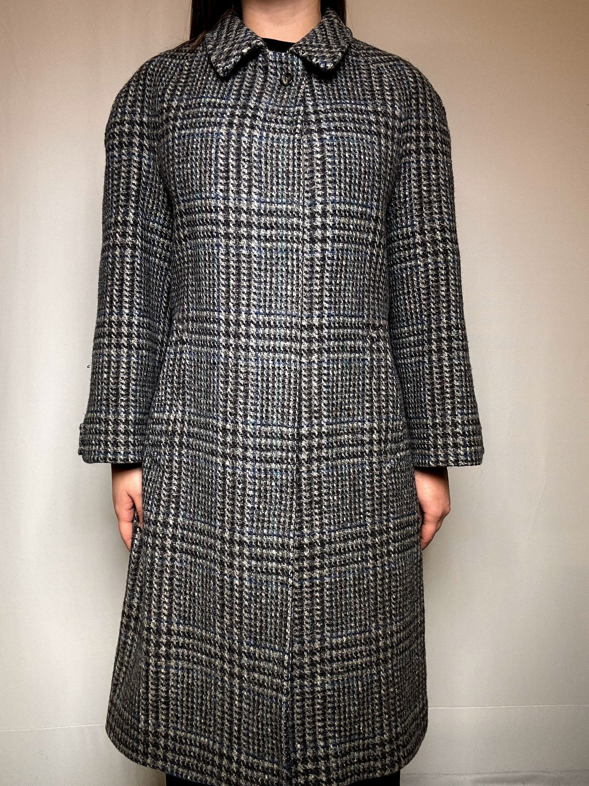Manteau gris à carreaux M vintage