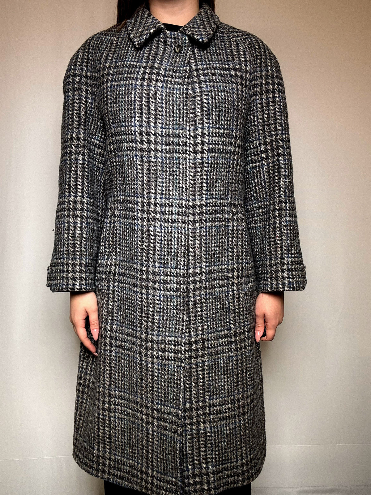 Manteau gris à carreaux M vintage
