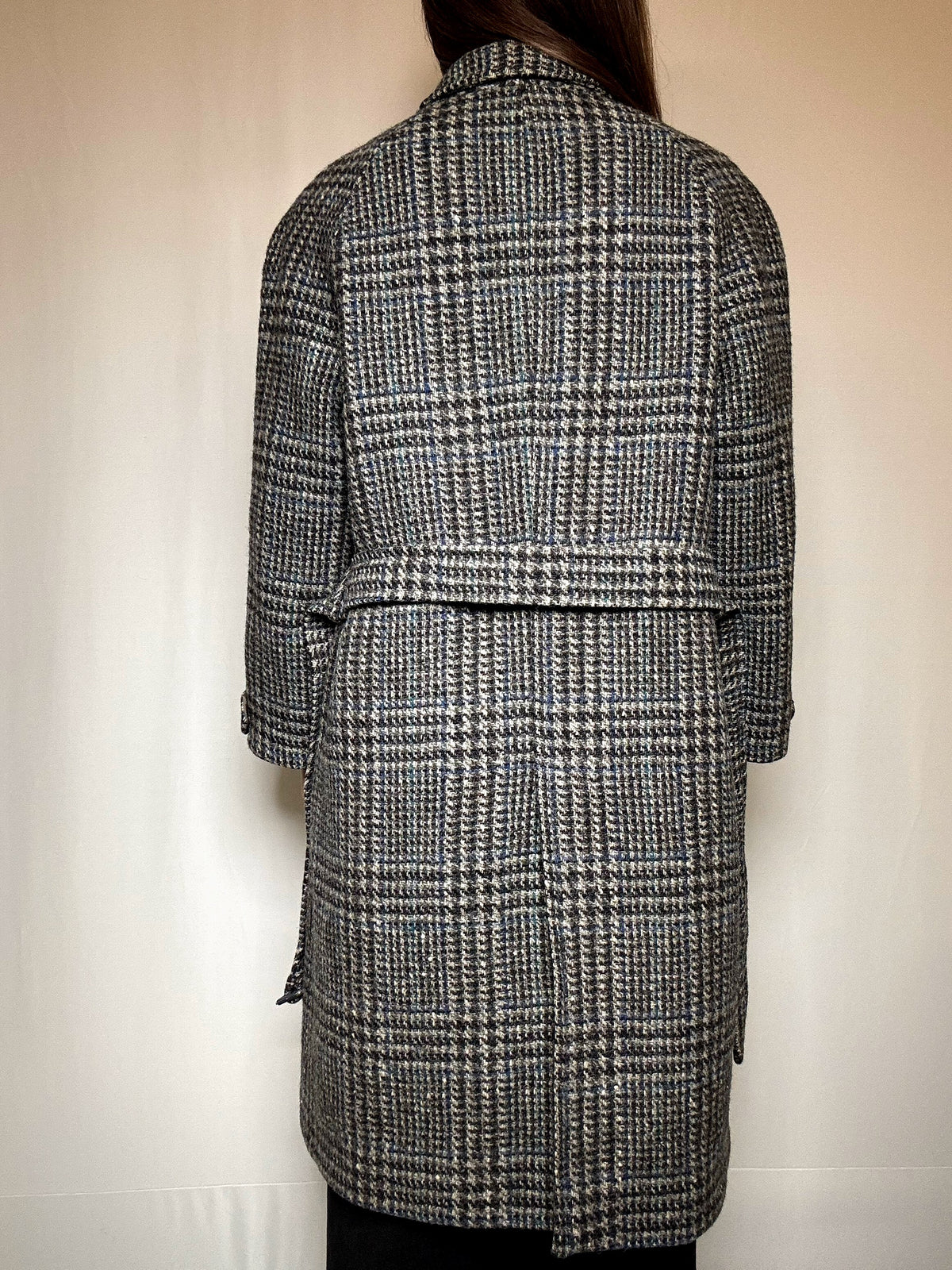 Manteau gris à carreaux M vintage