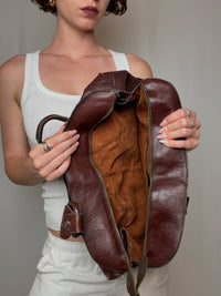 Grand sac en cuir bordeaux vintage