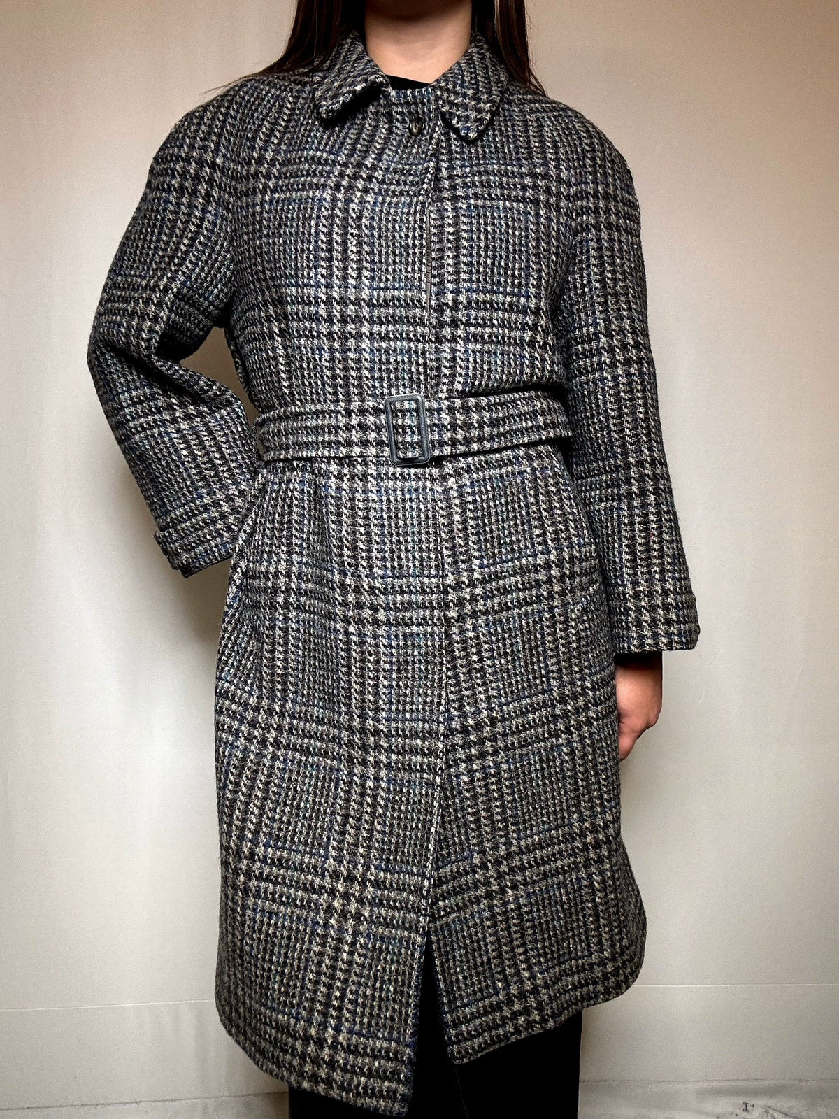 Manteau gris à carreaux M vintage