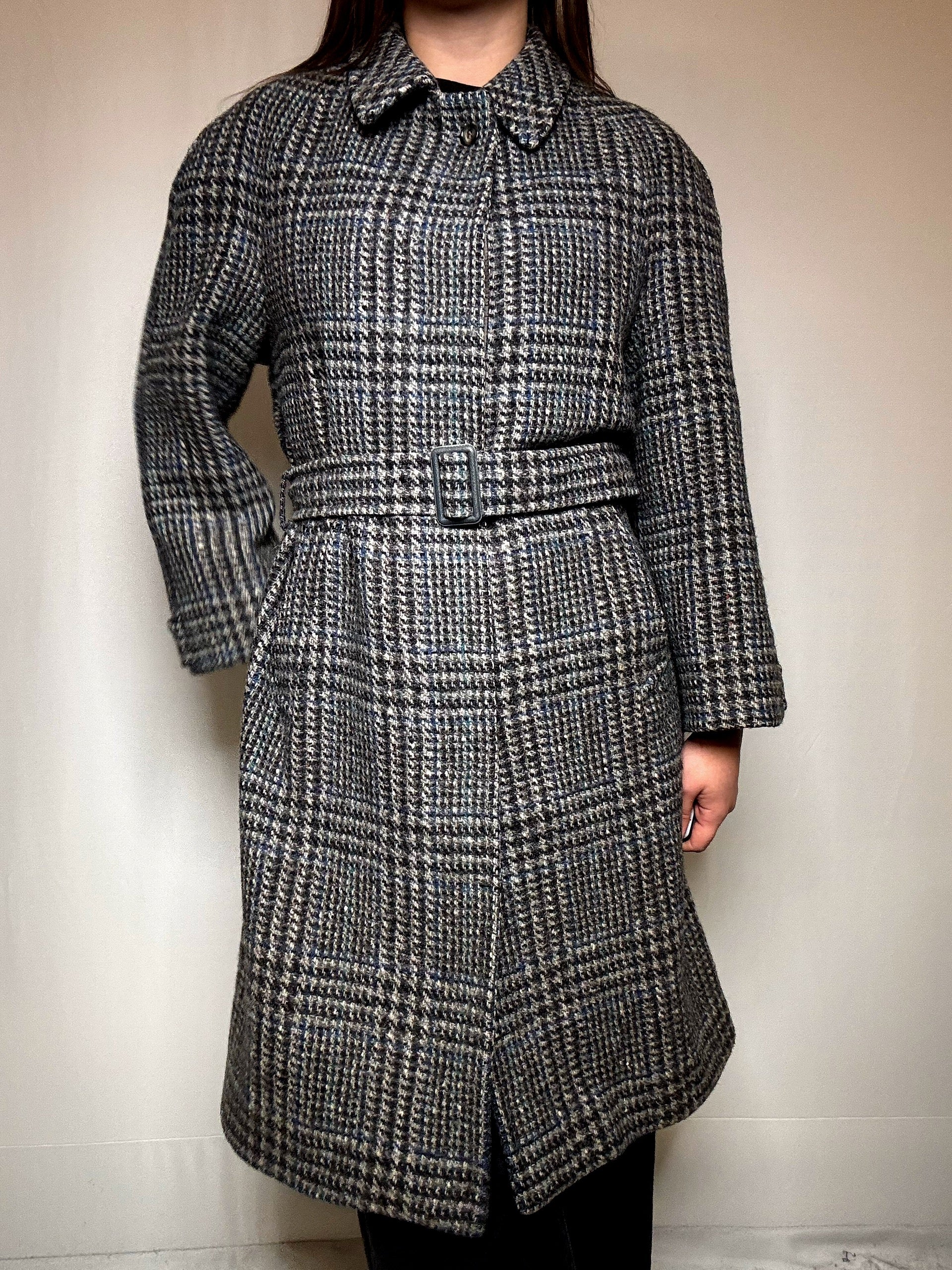 Manteau gris à carreaux M vintage