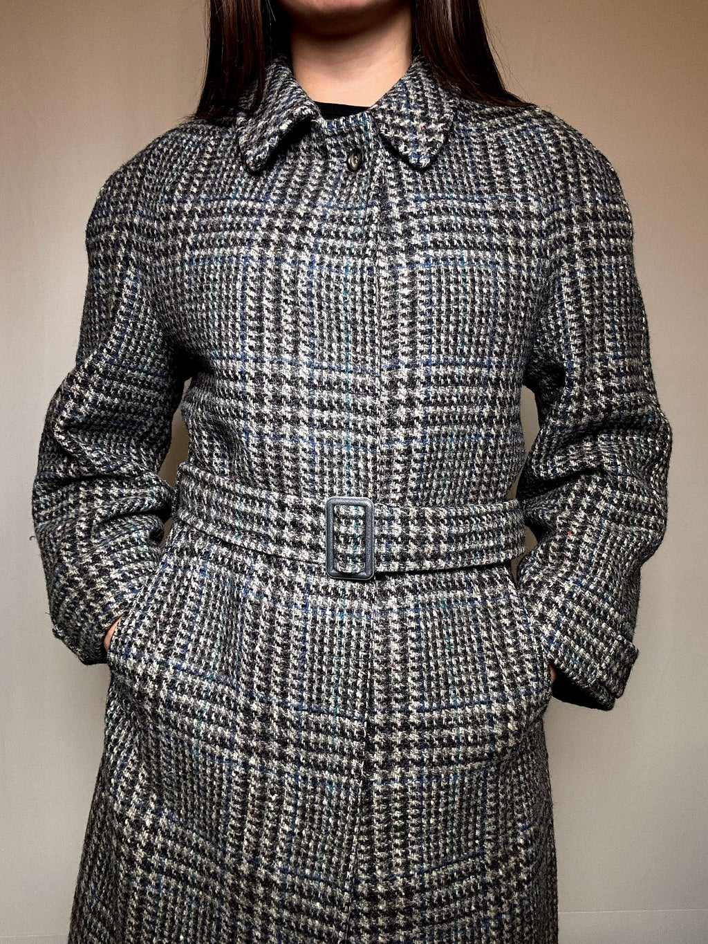 Manteau gris à carreaux M vintage