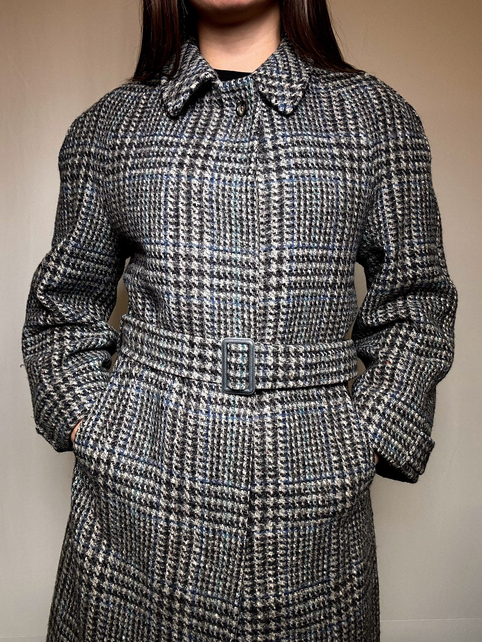 Manteau gris à carreaux M vintage