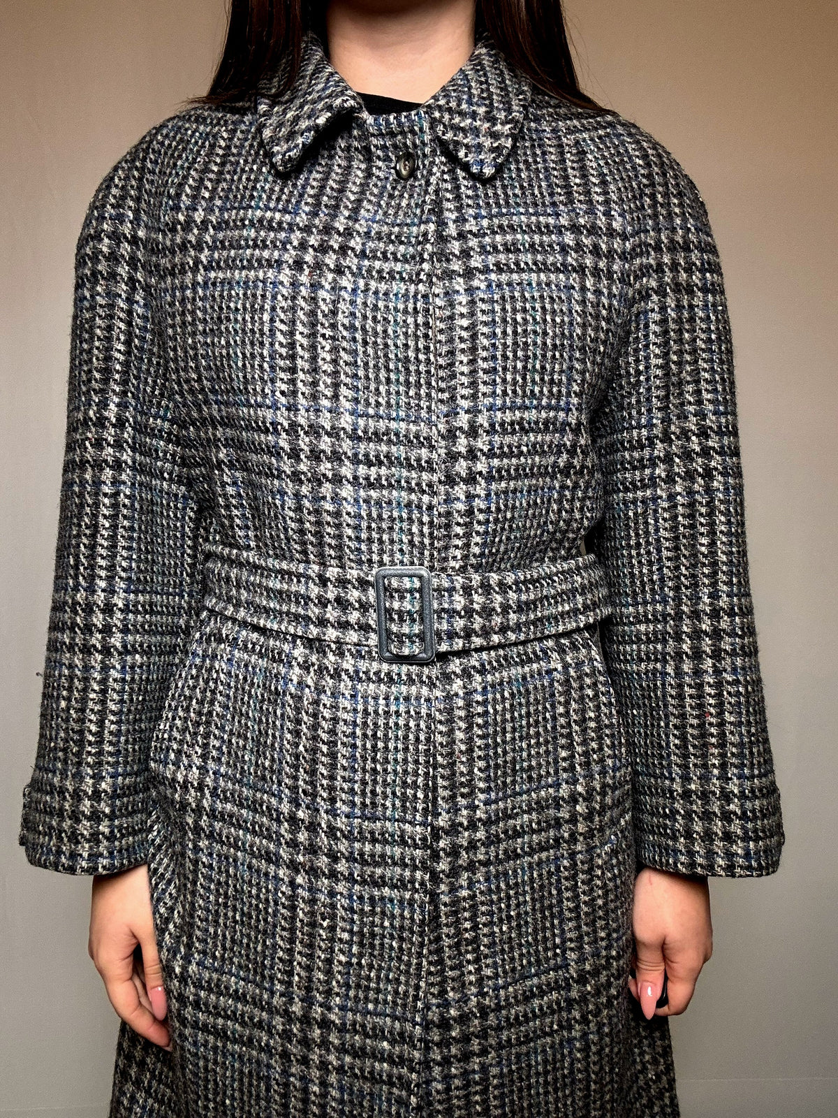 Manteau gris à carreaux M vintage