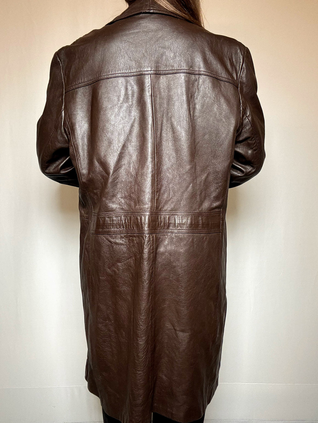 Vintage brown leather trench coat L/XL