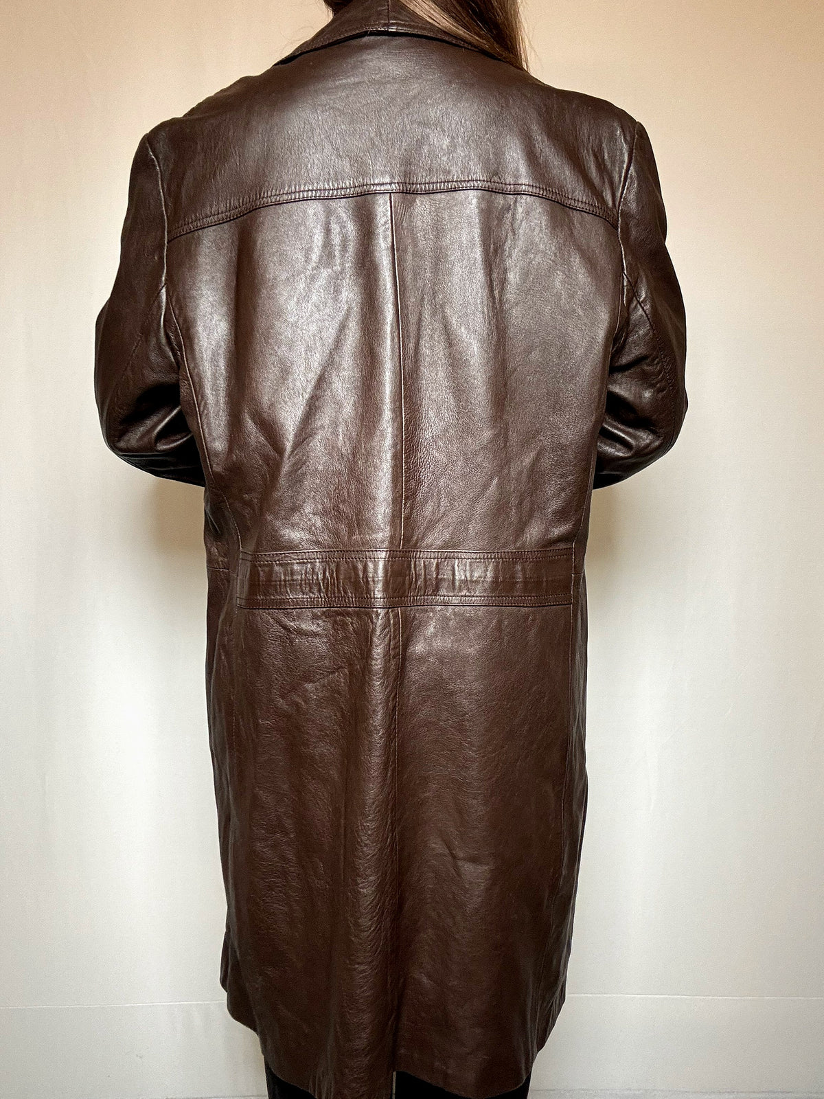 Trench en cuir brun L/XL vintage