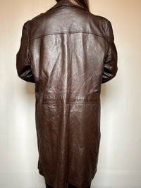 Vintage brown leather trench coat L/XL