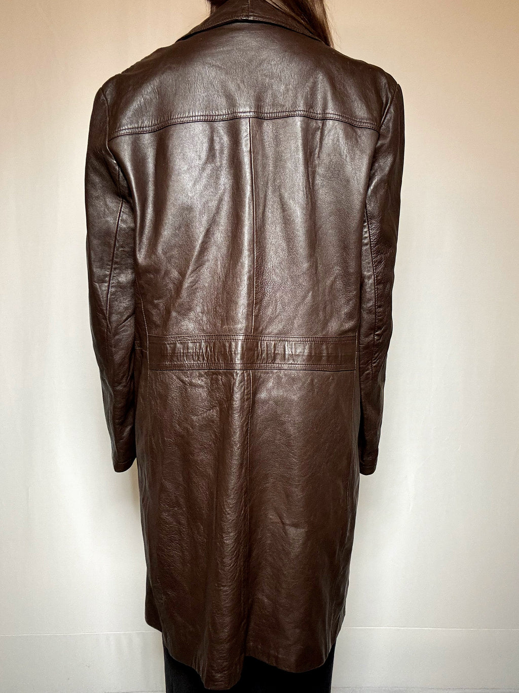 Vintage brown leather trench coat L/XL