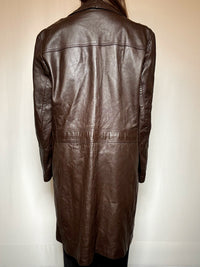 Vintage brown leather trench coat L/XL