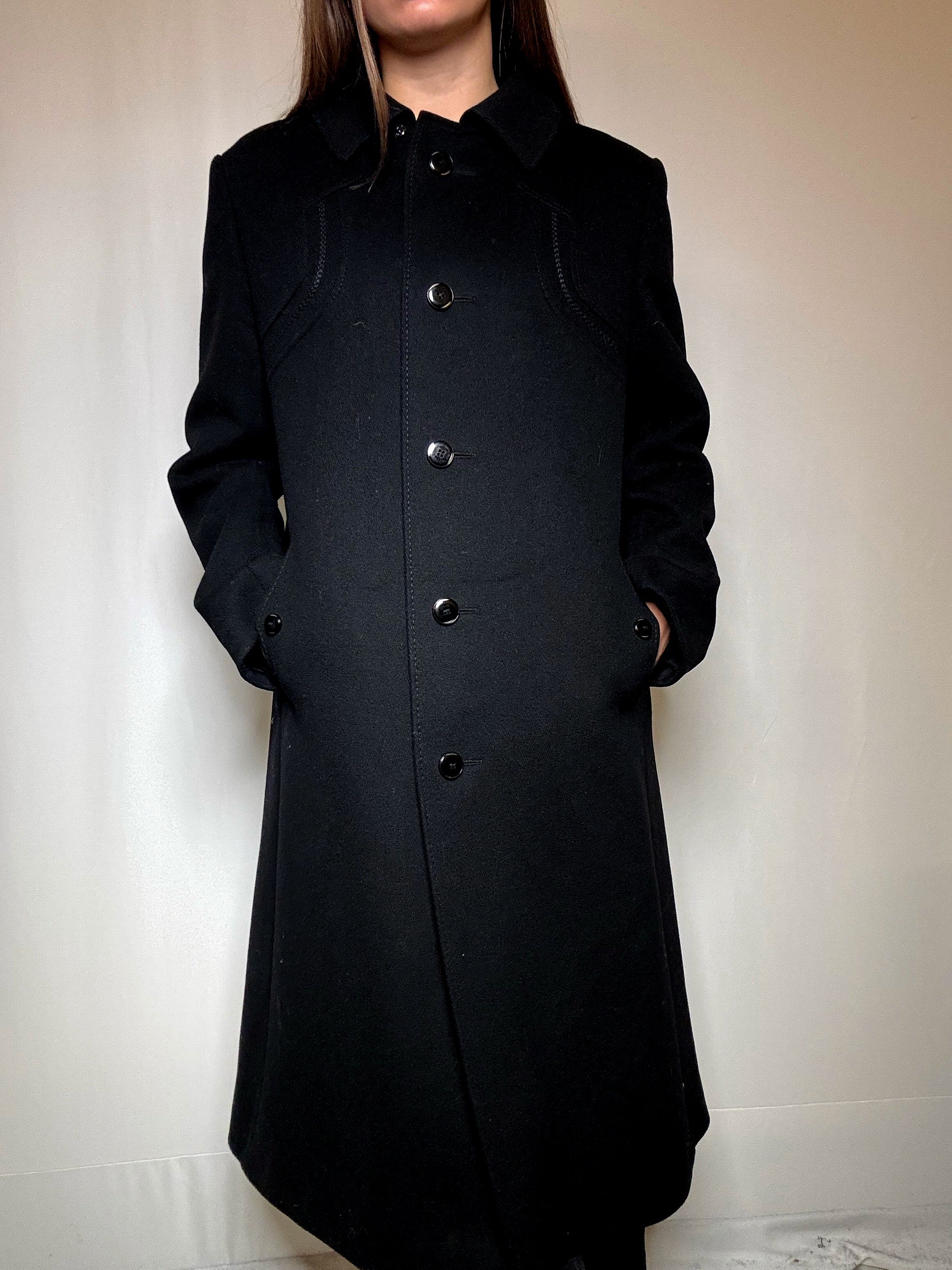 Manteau en laine noir avec détails M/L vintage