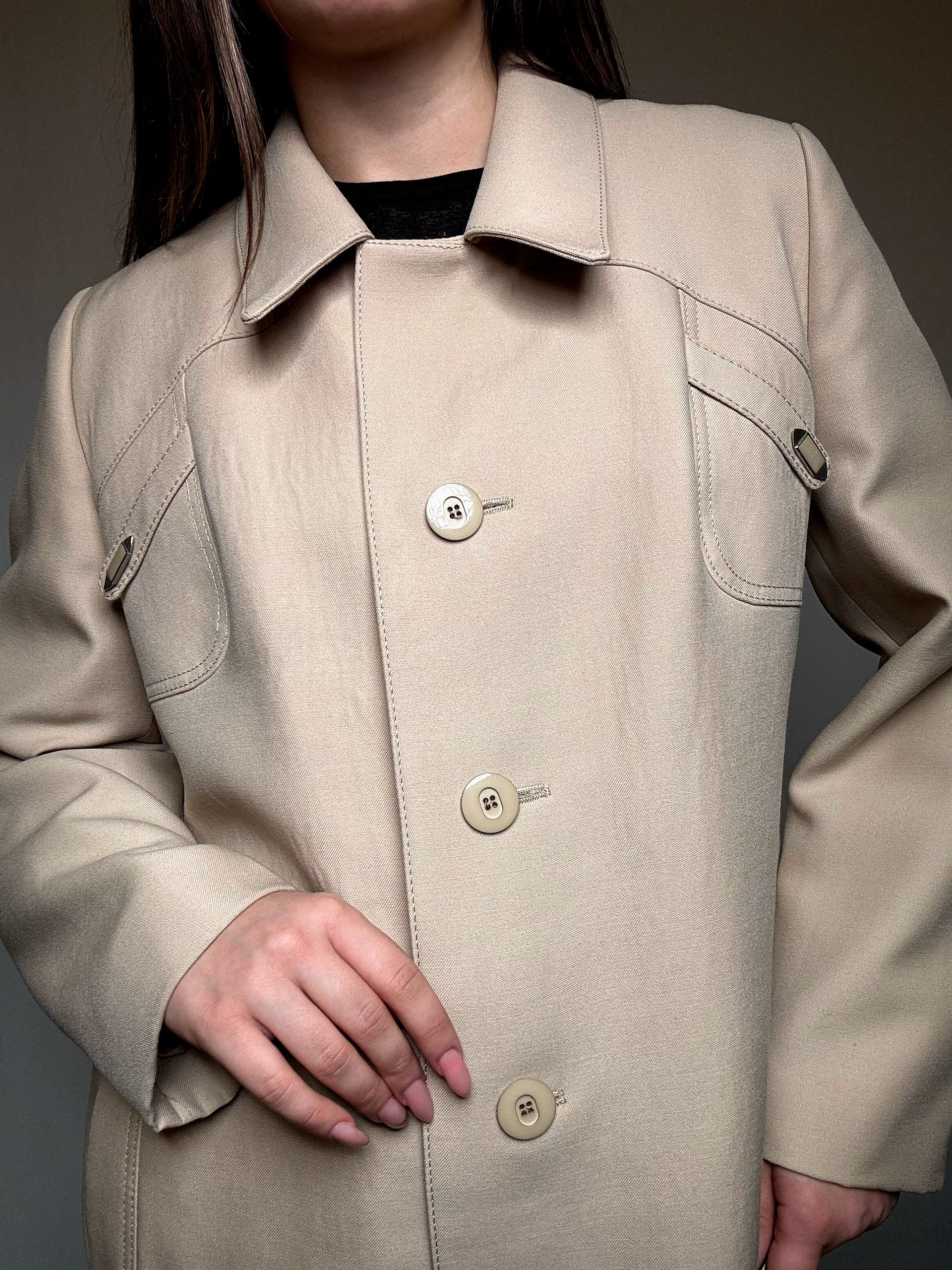 Manteau fin beige M/L vintage