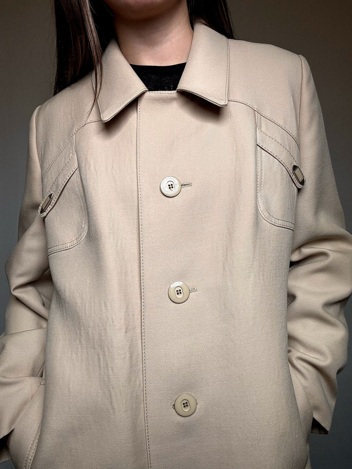 Manteau fin beige M/L vintage