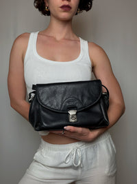 Sac en cuir à bandoulière noir vintage