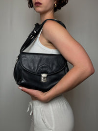 Sac en cuir à bandoulière noir vintage