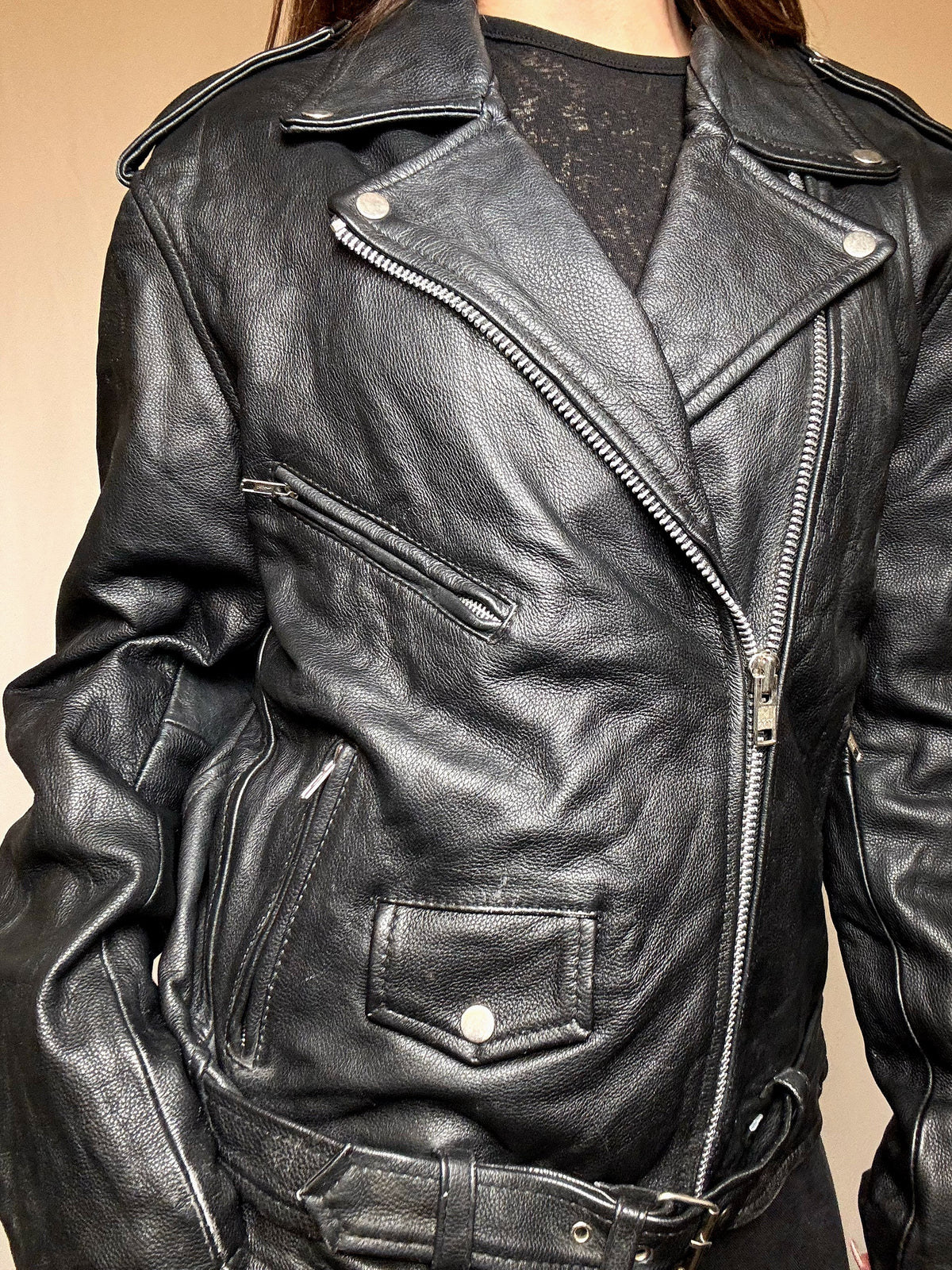 Perfecto en cuir noir 2XL vintage