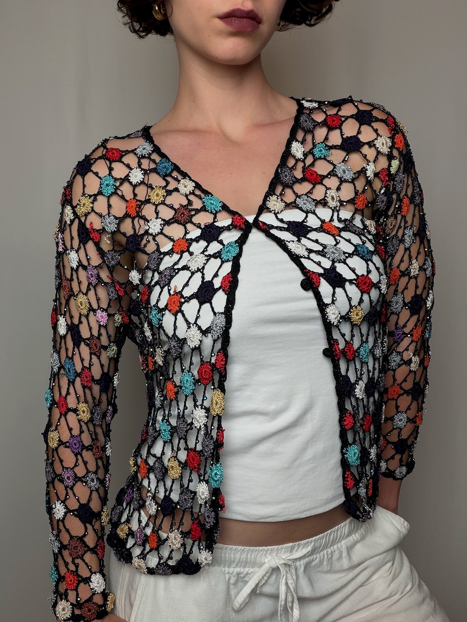 Top en crochet S vintage