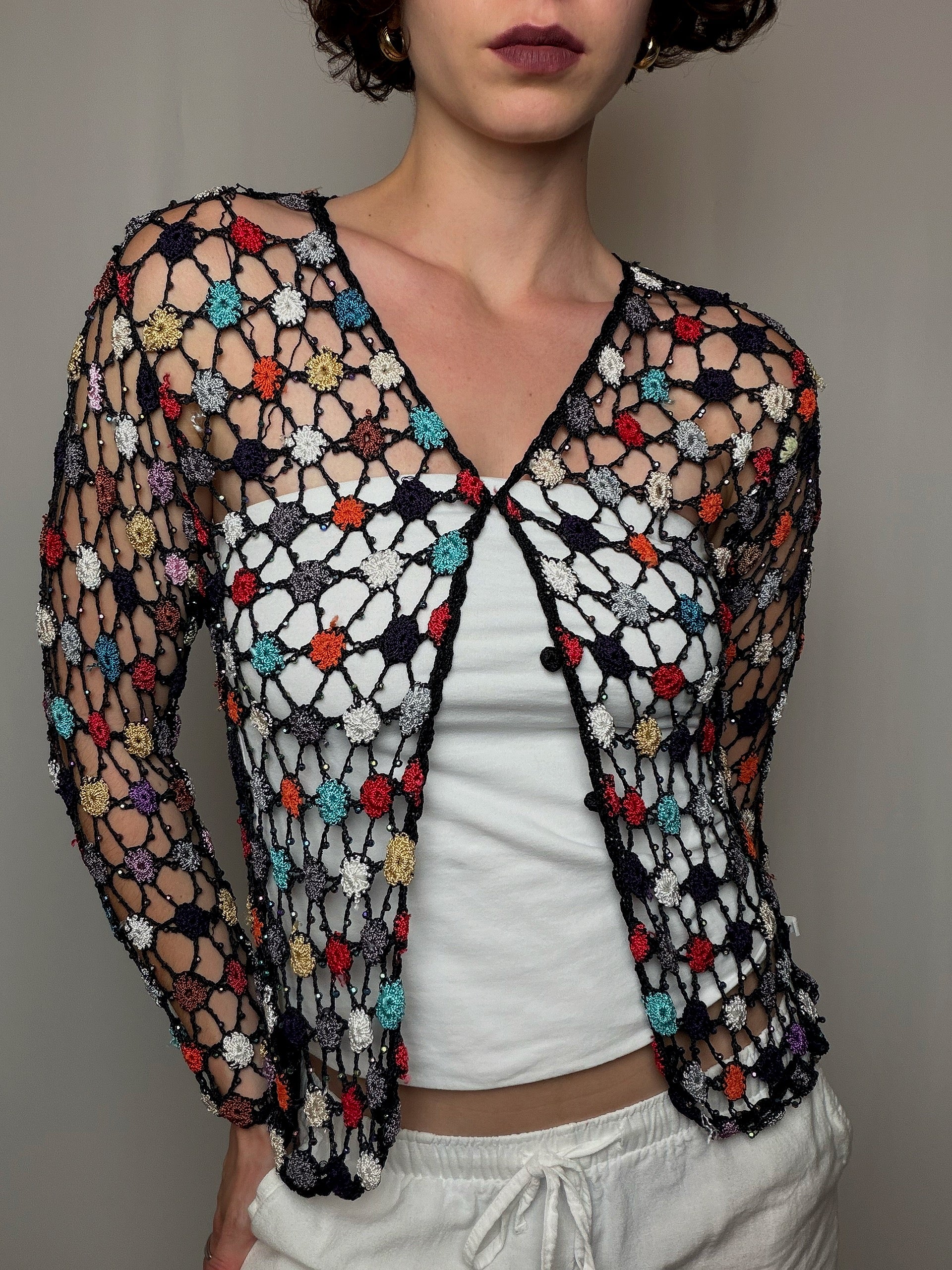 Top en crochet S vintage