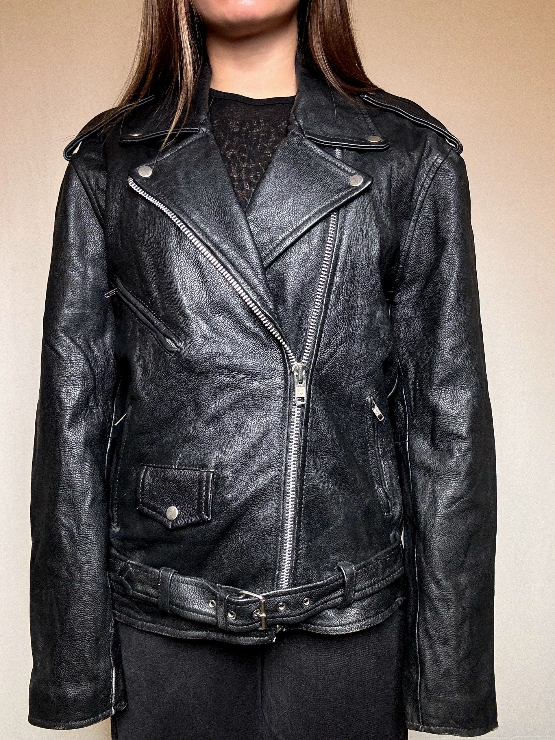 Perfecto en cuir noir 2XL vintage