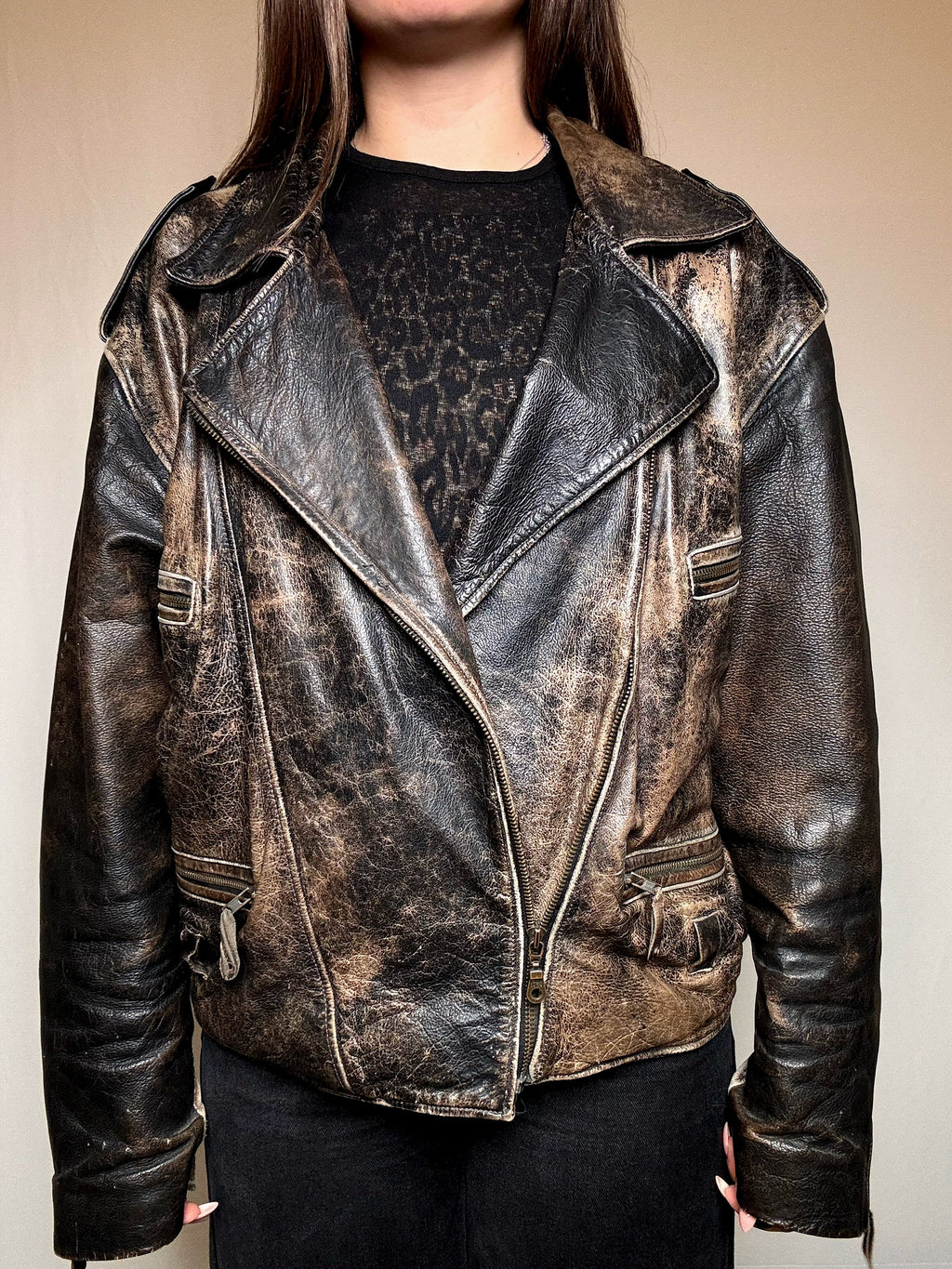 Vintage Jacke aus gealtertem Leder L/XL