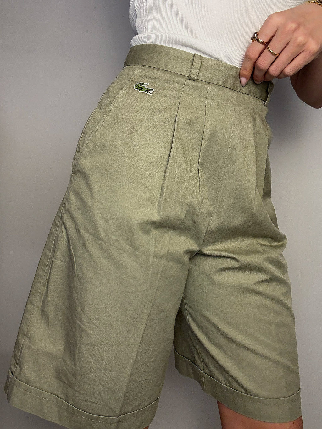 LACOSTE S vintage khaki mid-length shorts with pleats