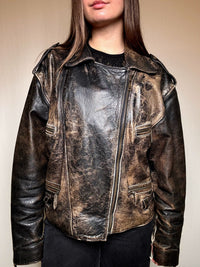 Vintage Jacke aus gealtertem Leder L/XL
