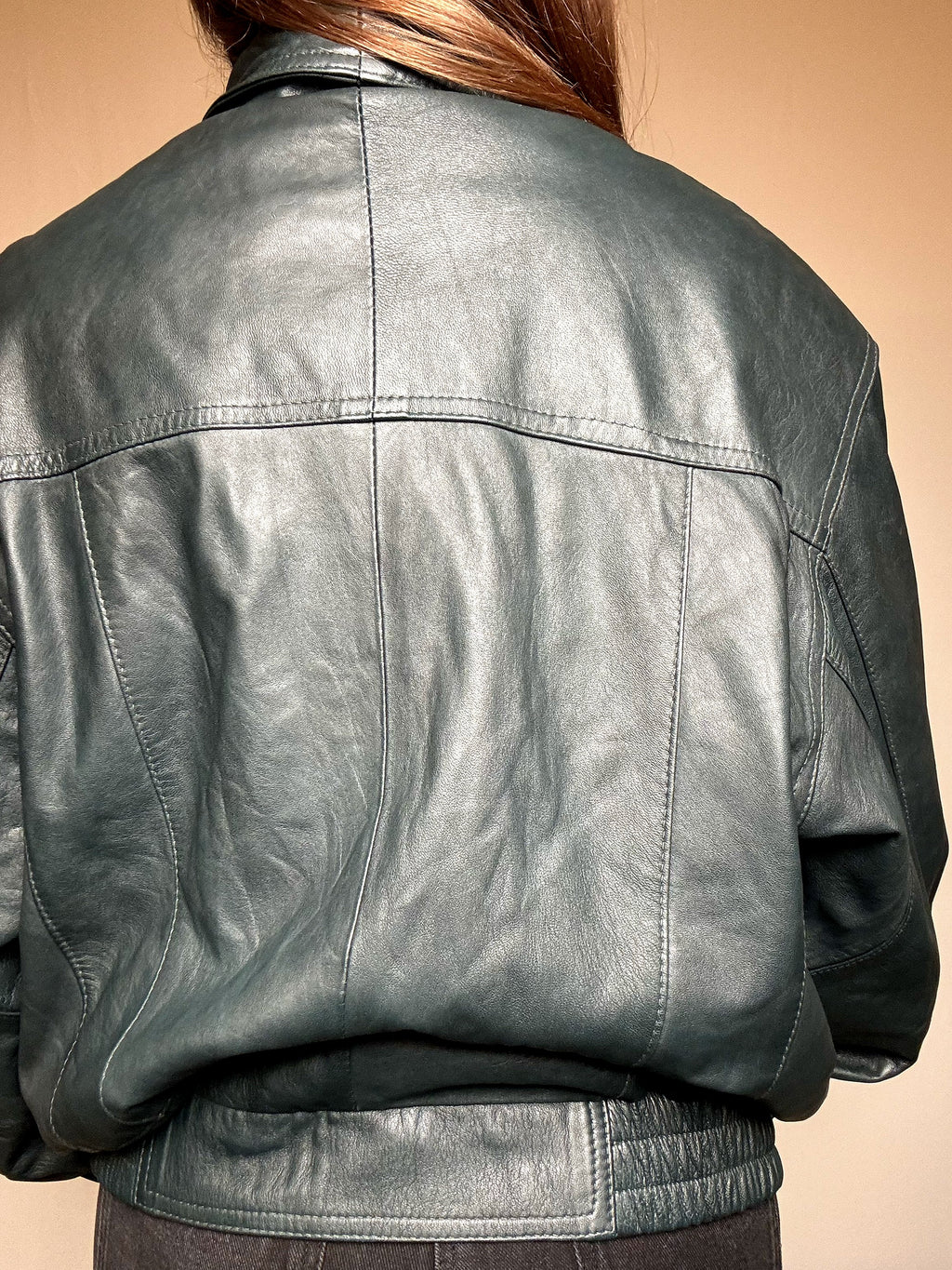 Blouson en cuir vert XL vintage