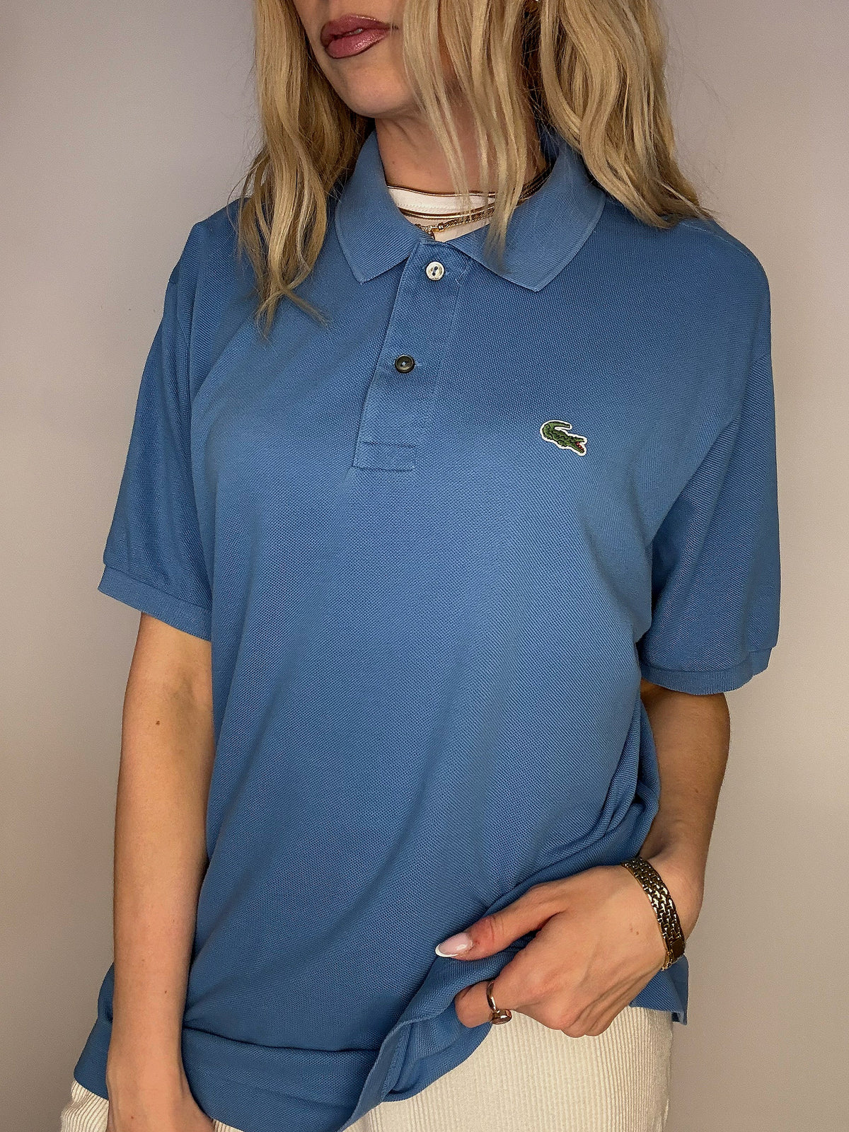 Polo manches courtes bleu LACOSTE XL vintage