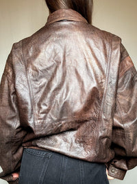 Blouson en cuir brun XL vintage