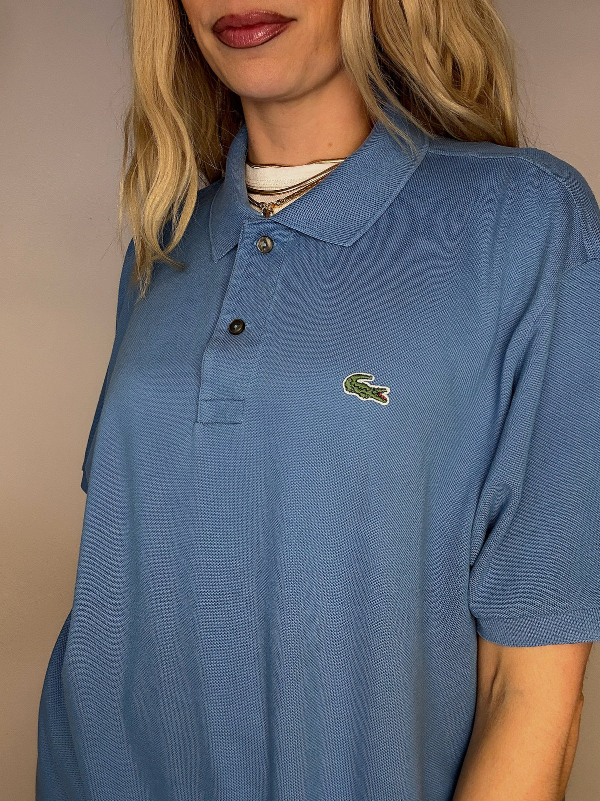 Polo manches courtes bleu LACOSTE XL vintage