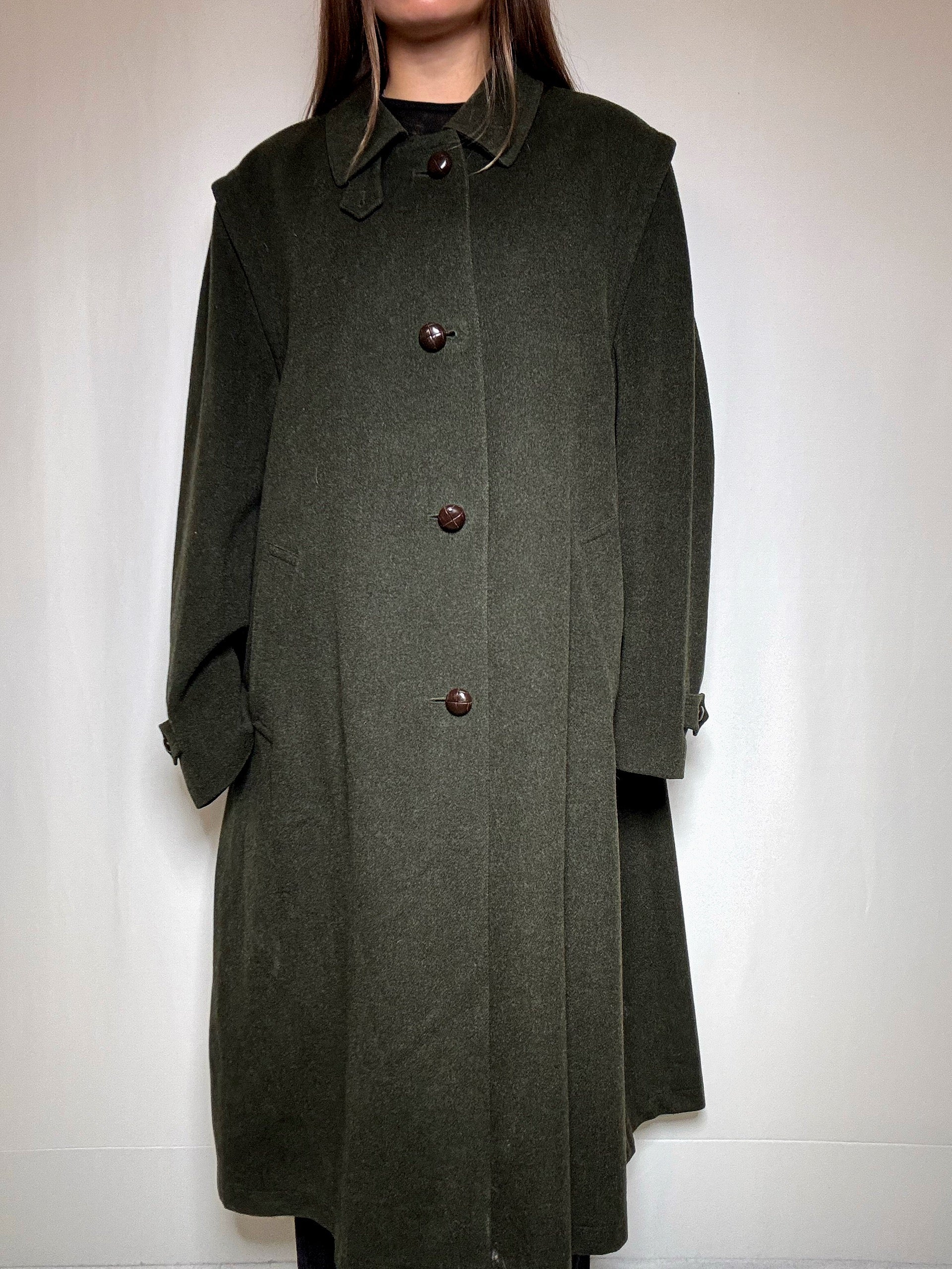 Manteau vert en laine et cashmere XL vintage