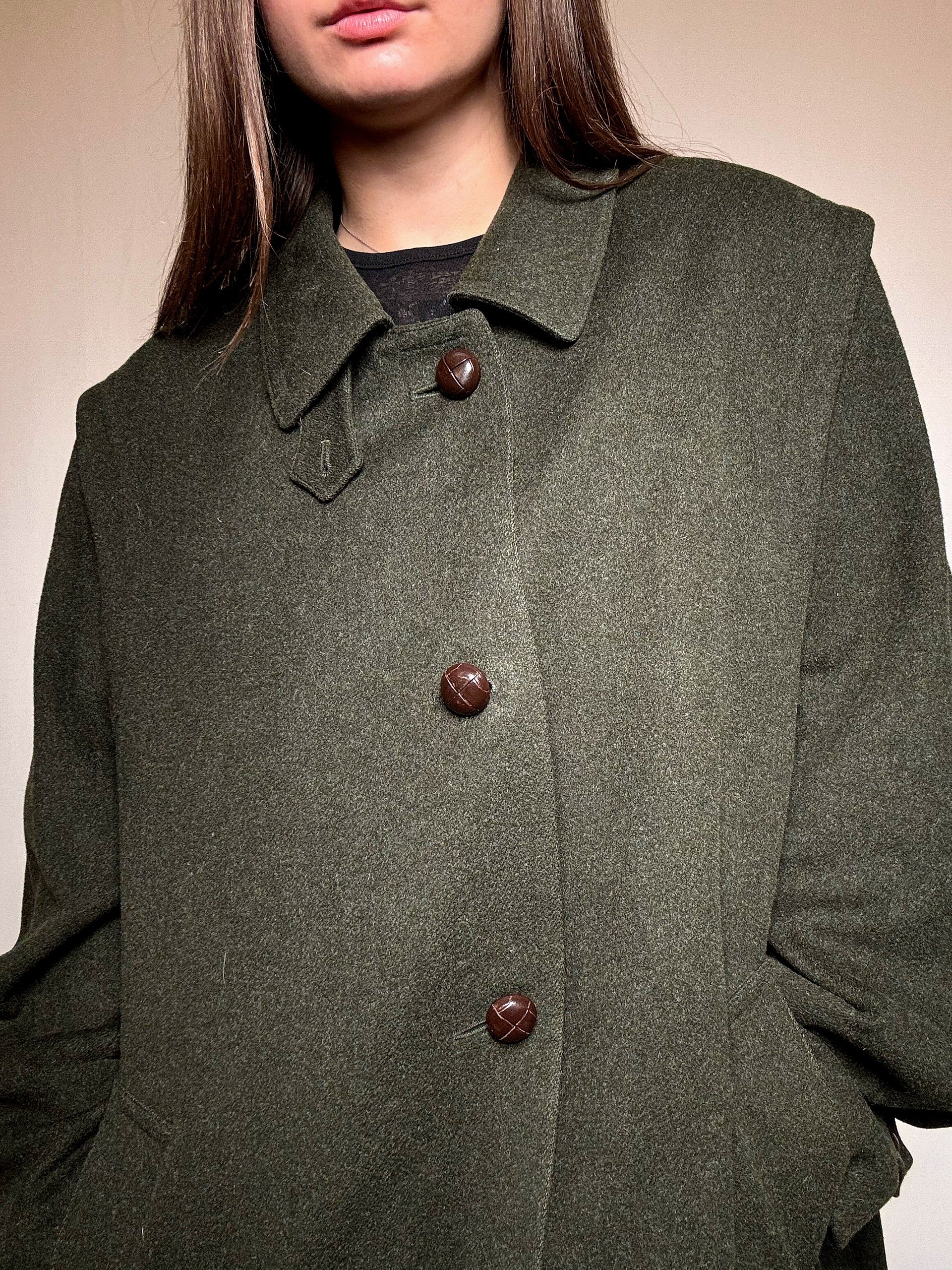Manteau vert en laine et cashmere XL vintage
