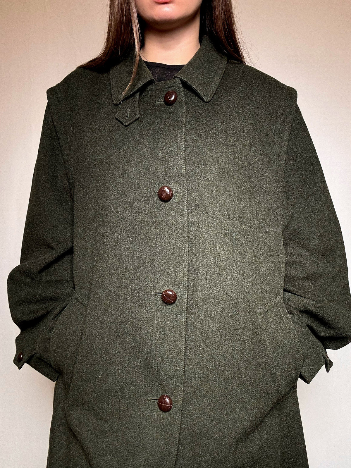 Manteau vert en laine et cashmere XL vintage