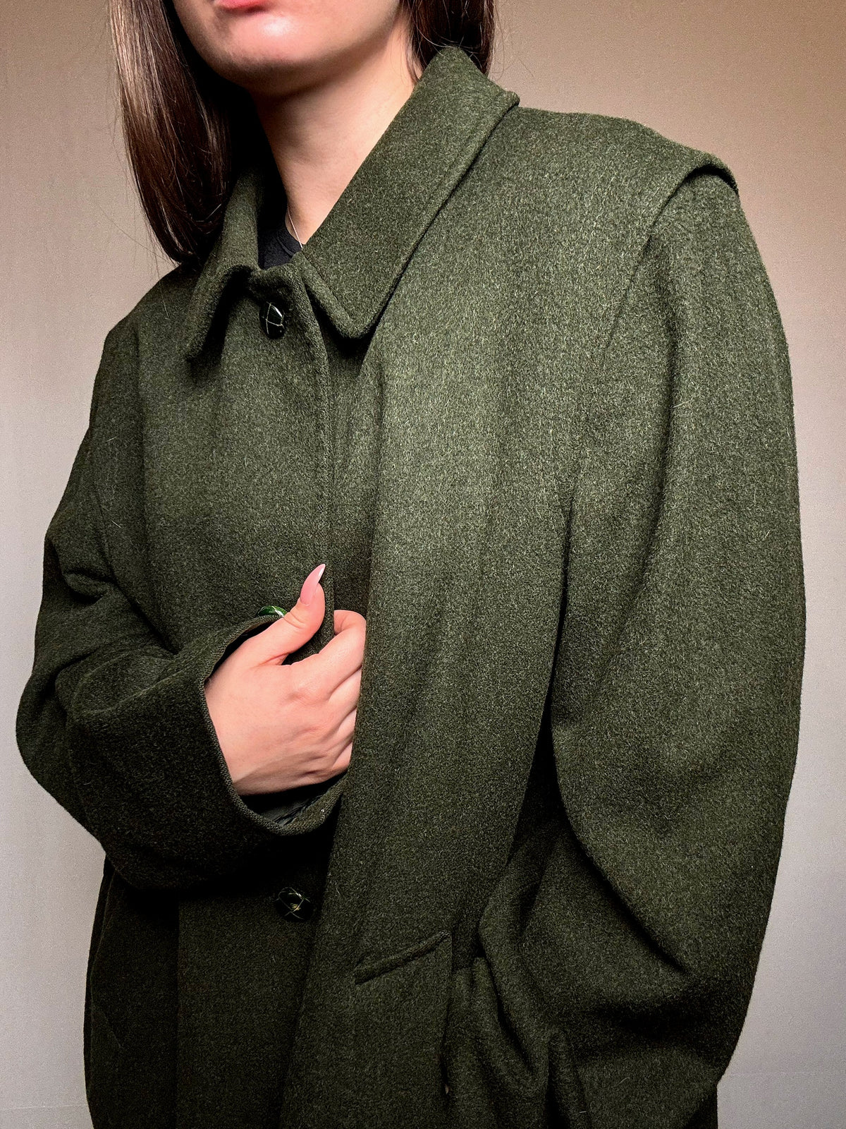 Manteau vert en laine et cashmere XL vintage