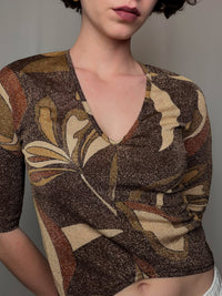 Top brun à paillettes M vintage
