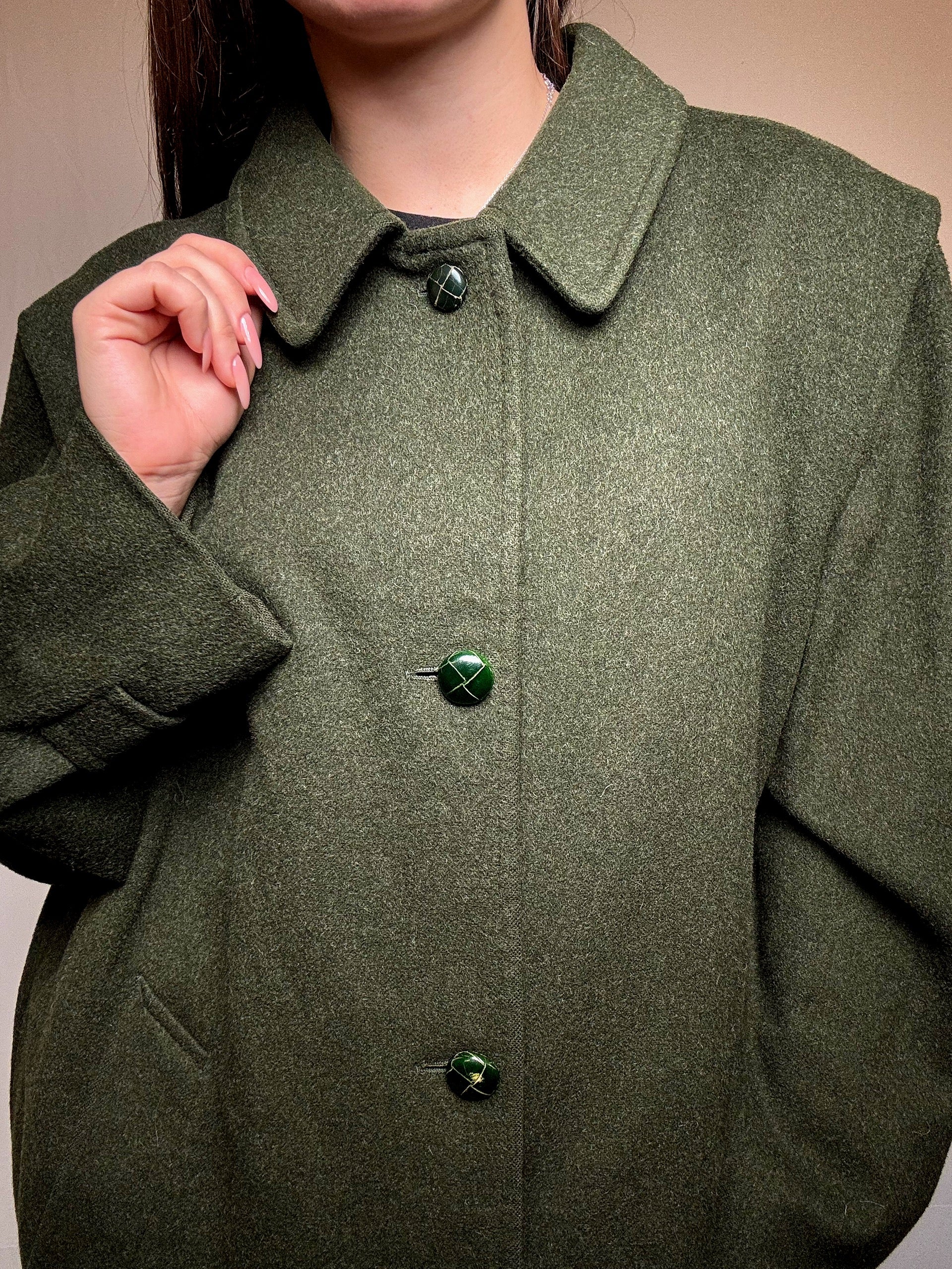 Manteau vert en laine XL vintage