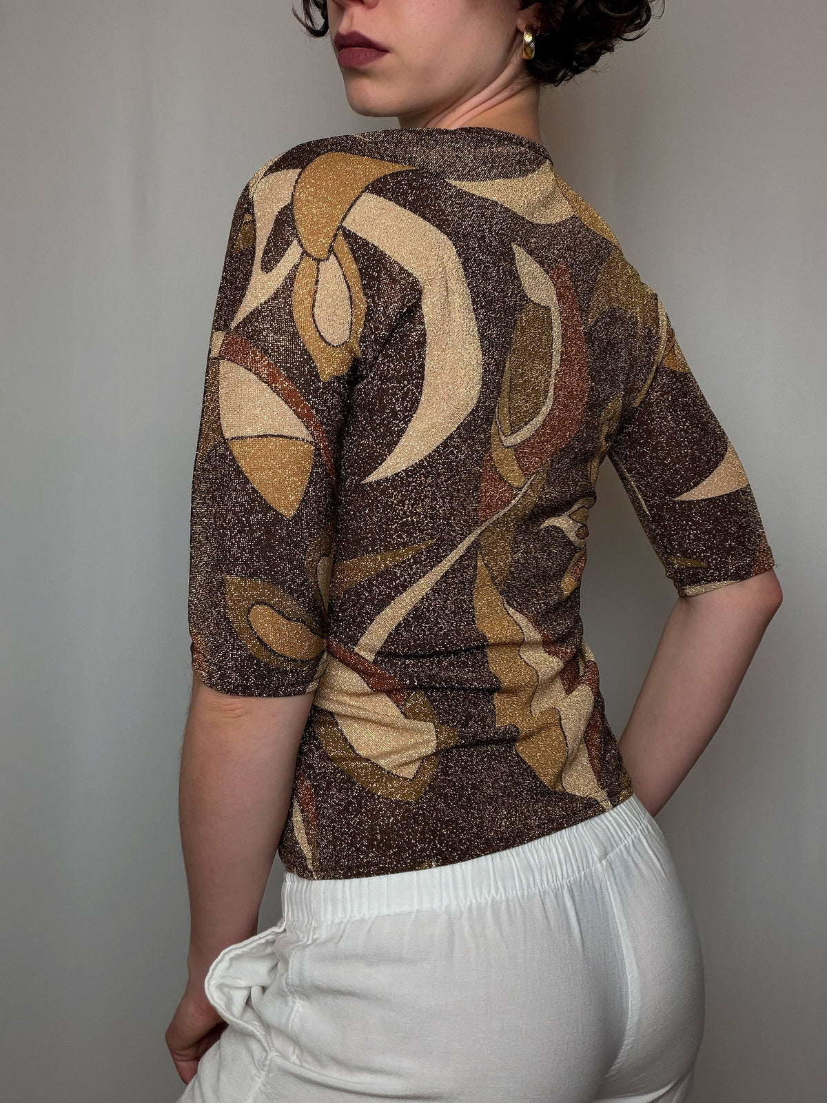 Top brun à paillettes M vintage