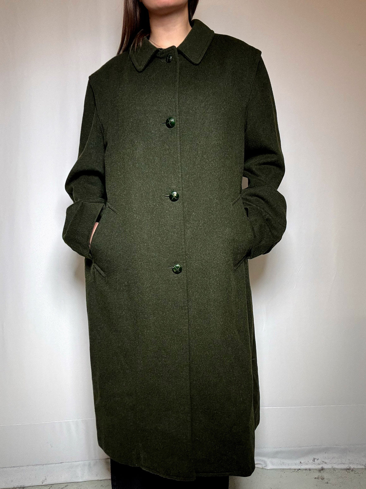 Manteau vert en laine XL vintage