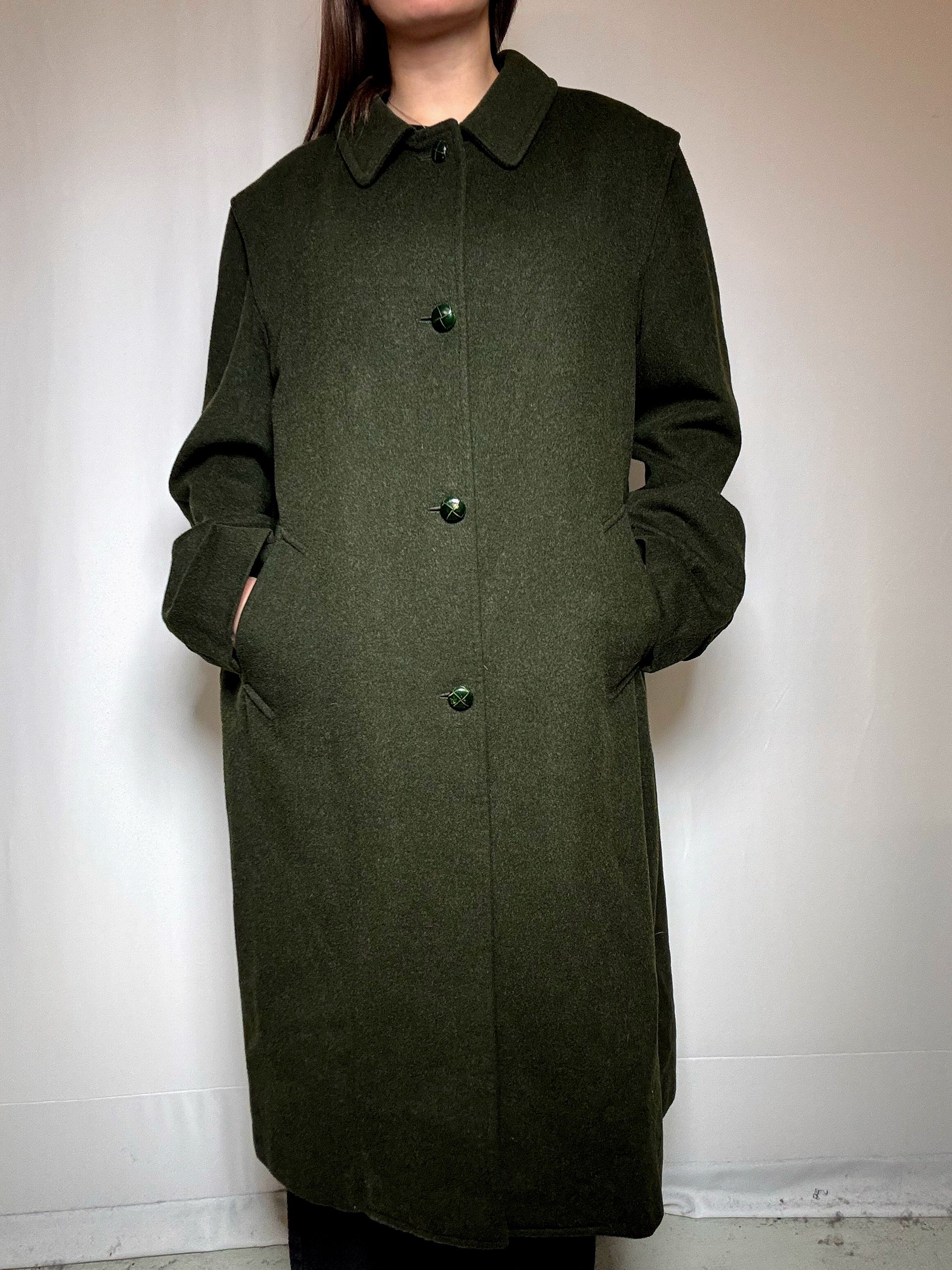 Manteau vert en laine XL vintage
