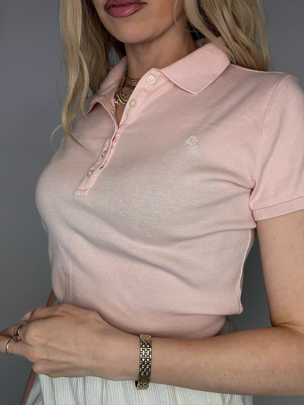 Polo manches courtes rose RALPH LAUREN M Vintage