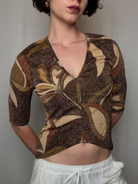 Top brun à paillettes M vintage